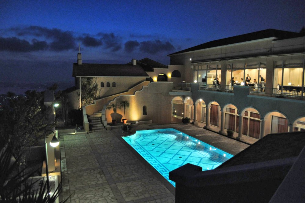 The hotel pool from their balcony