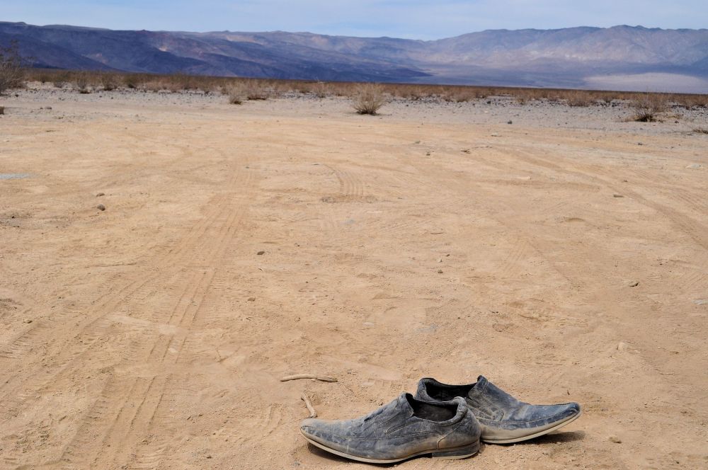 Isn't this hilarious? We pulled over to take photos of the "Welcome to Death Valley" sign, and these shoes were begging to be photographed.
