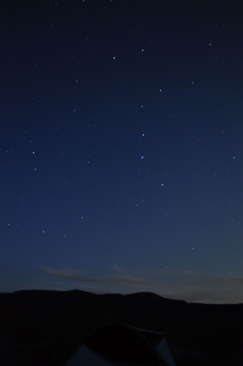 Our tent, beneath the Big Dipper, in Greenwater Valley