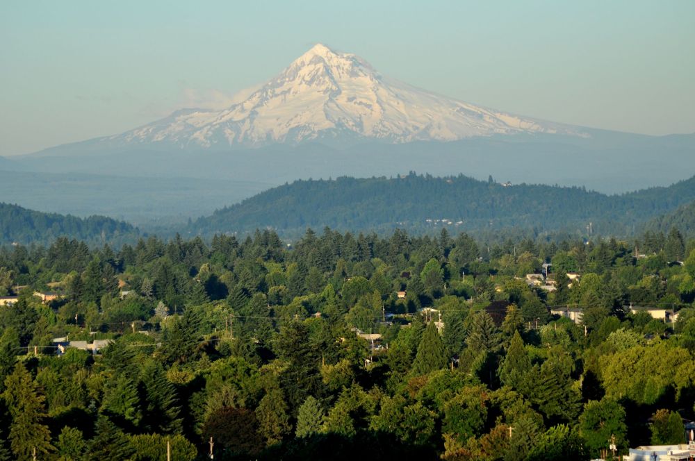 Mt. Hood in the setting sun, from Mt. Tabor