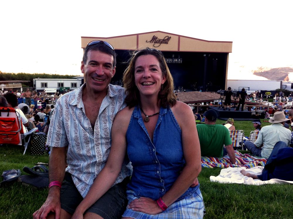 Arno and me in the welcome cool after the sun moved away