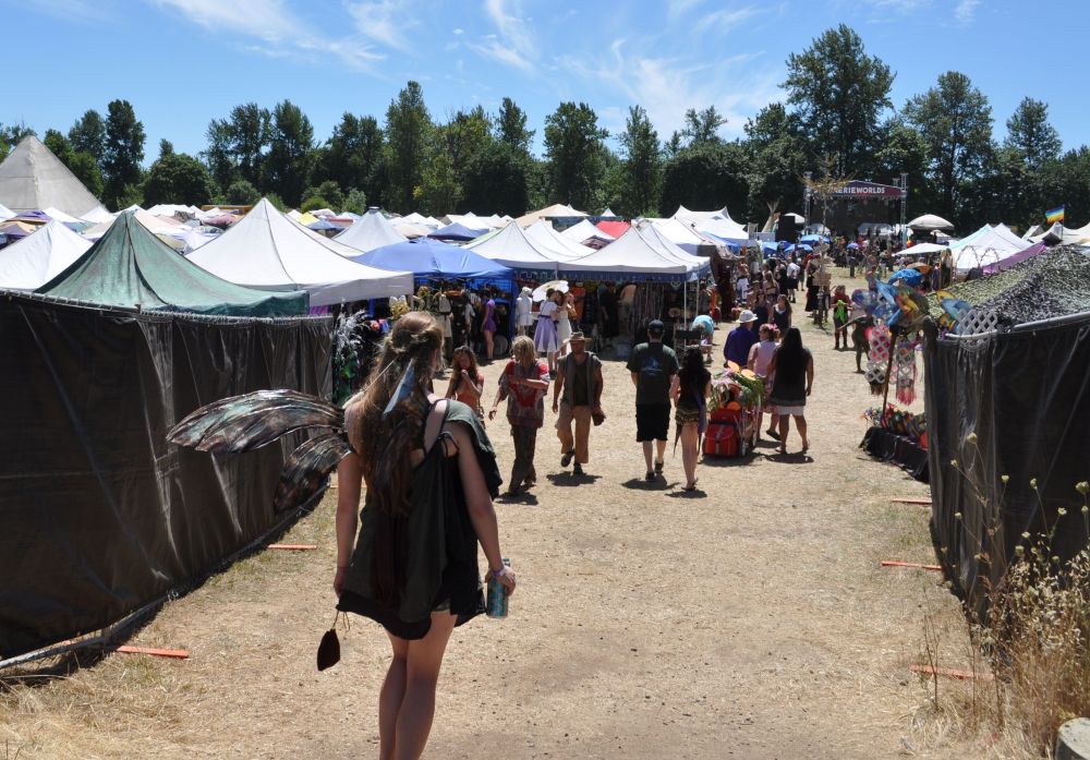 Tara walks through the entrance sporting fabulous wings