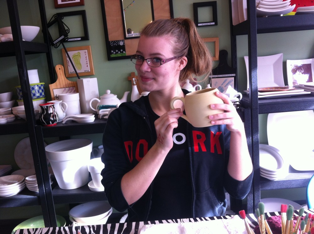 Miss T shows me her honeycomb mug