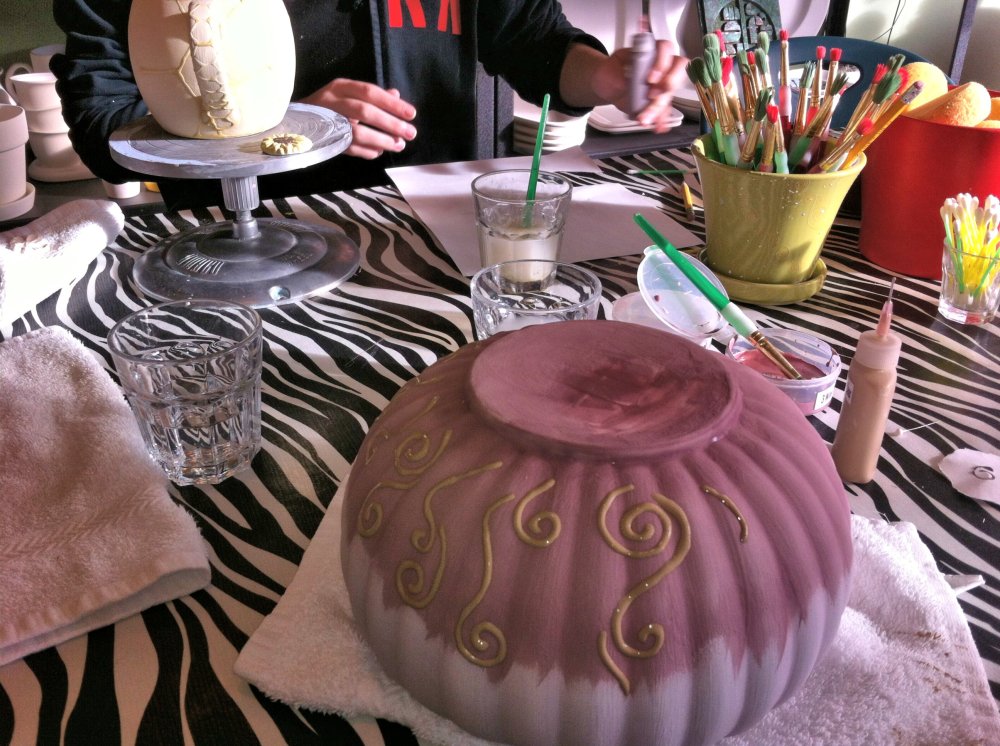 Our table was filled with tools to use