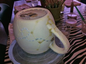 Tara's honeycomb mug with bees