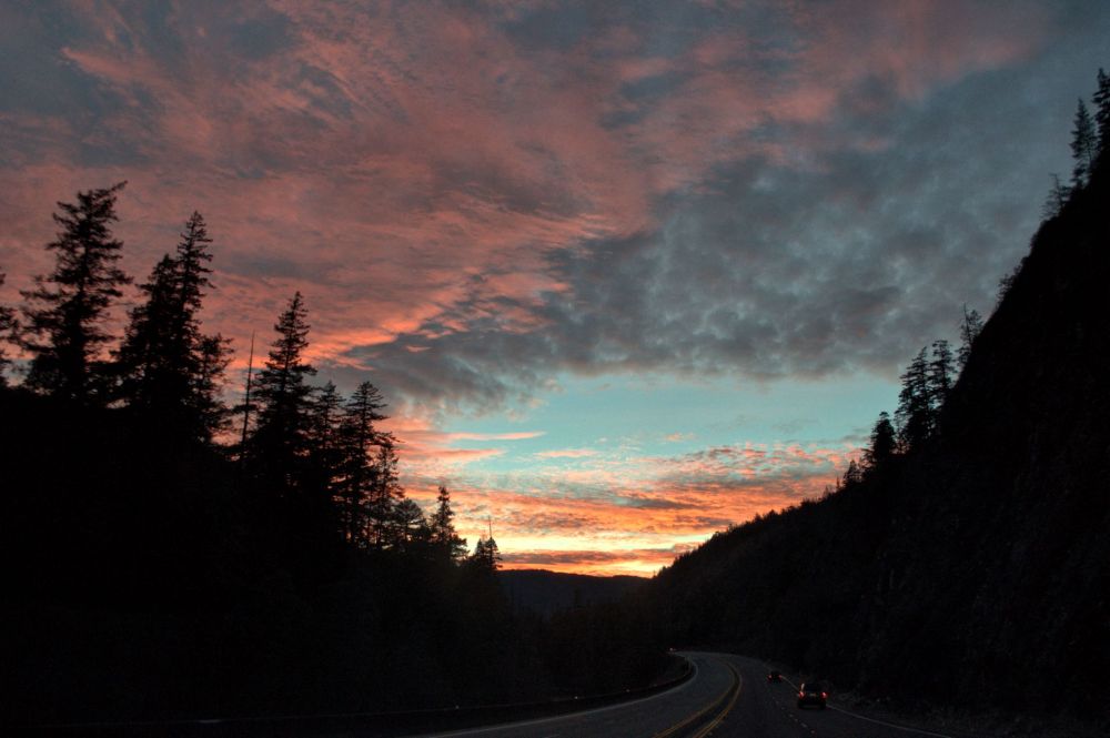 Sunset over highway 199 between Grants Pass and Crescent City