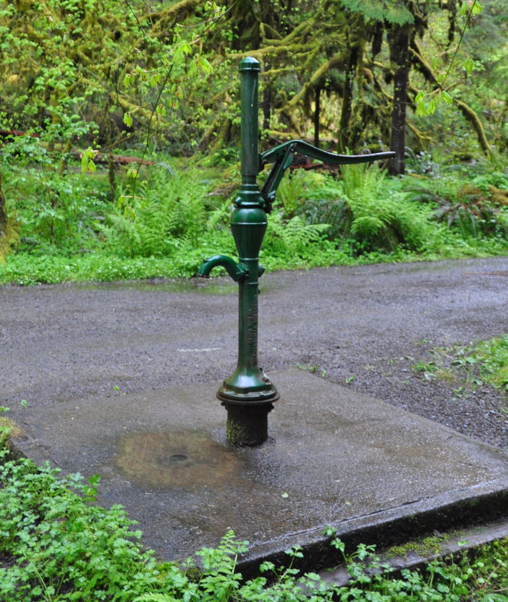 A water pump for campers. It's so pretty. Usually there is a spigot, but this - while providing the same service - is a pleasure to use.