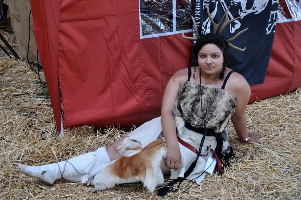 Resting her horns in the shade.
