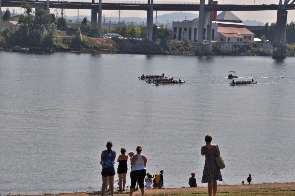 Boats drawing closer, passing in front of our famous Oregon Museum of Science and Industry