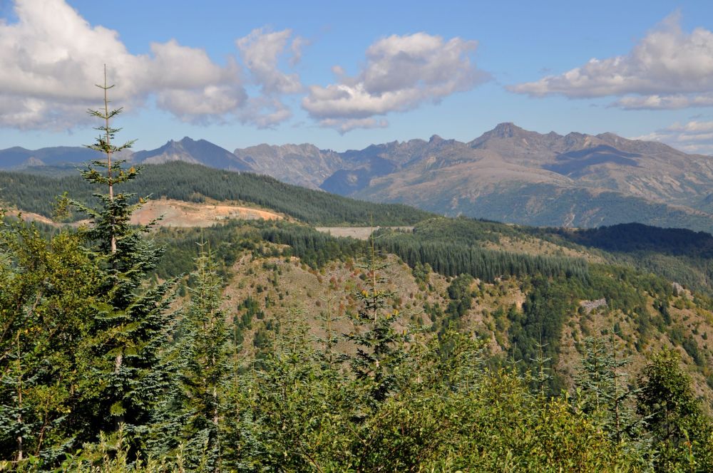 Bare ridges betray a traumatic history.