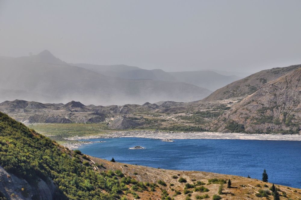 I was so interested in how the air was clear over me, but thick with dust over the ash-filled valley.