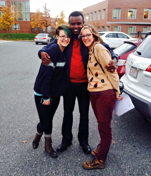 Tara, R, and me in the Brandeis Admissions parking lot