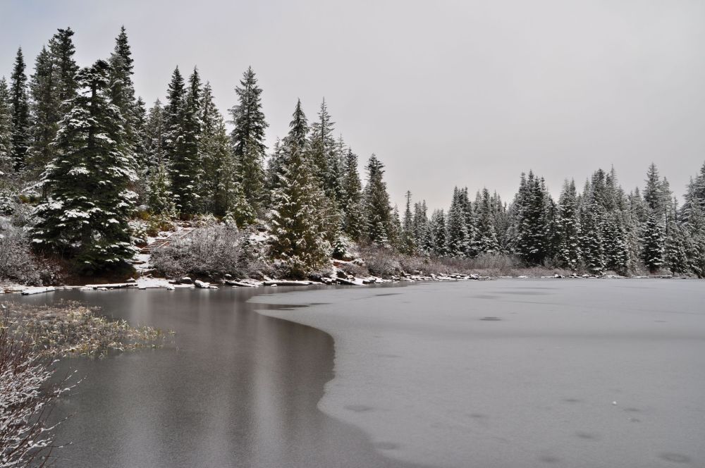 Mirror lake wasn't as mirrory under ice.