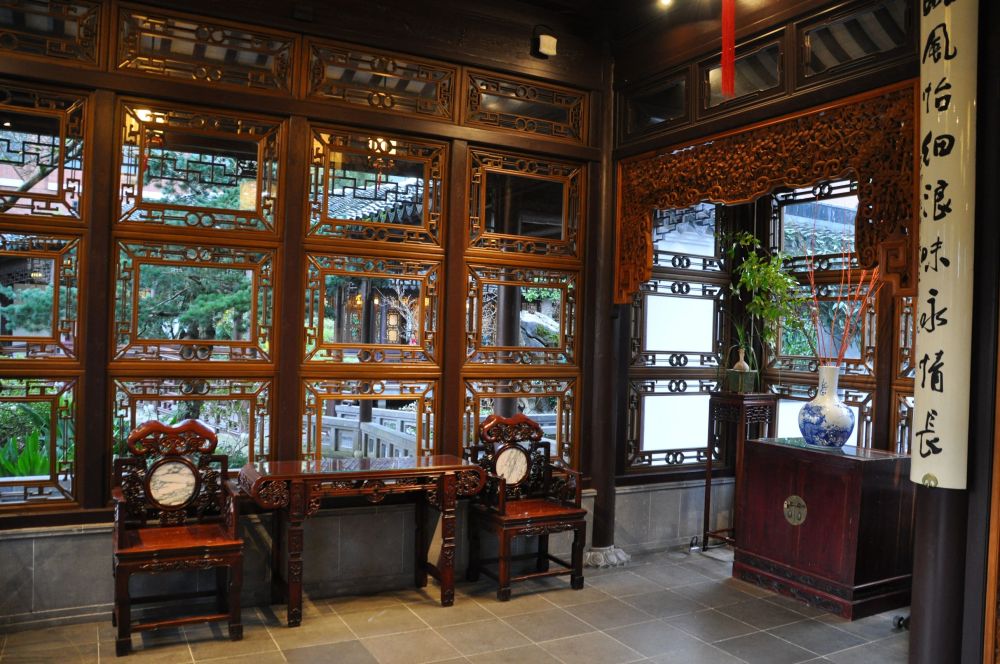 Attention to detail is rich in every part of the garden, including the insides of the buildings, constructed to represent the types of structures found in the actual garden of a wealthy family.