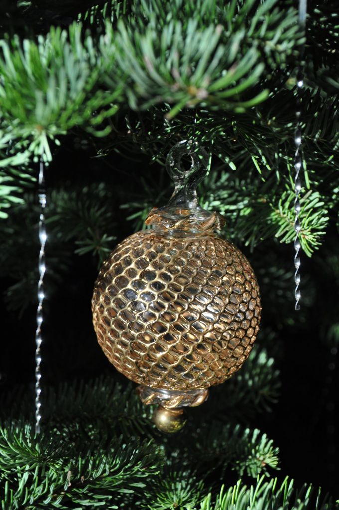 Glass ball received as a gift from Mom years ago.