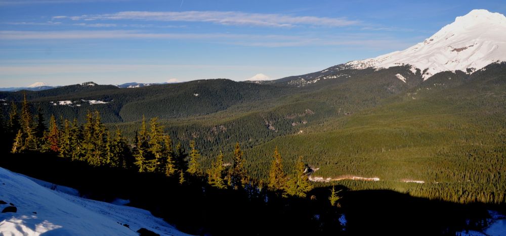 Here's the money shot! Click the image so you can see them all, left to right: Mt. St. Helens, Mt. Rainier, Mt. Adams, Mt. Hood. (Picture me jumping up and down with glee)