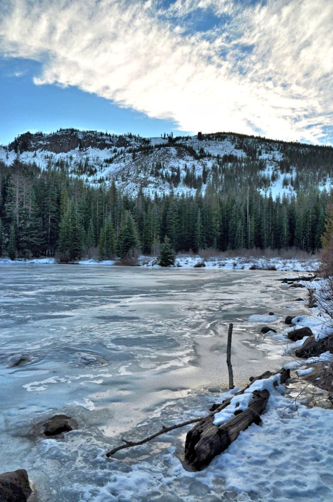 One last look back up at the mountain where I had stood in the sunshine. Then it was time to go Into The Woods, and head back to the Jeep.