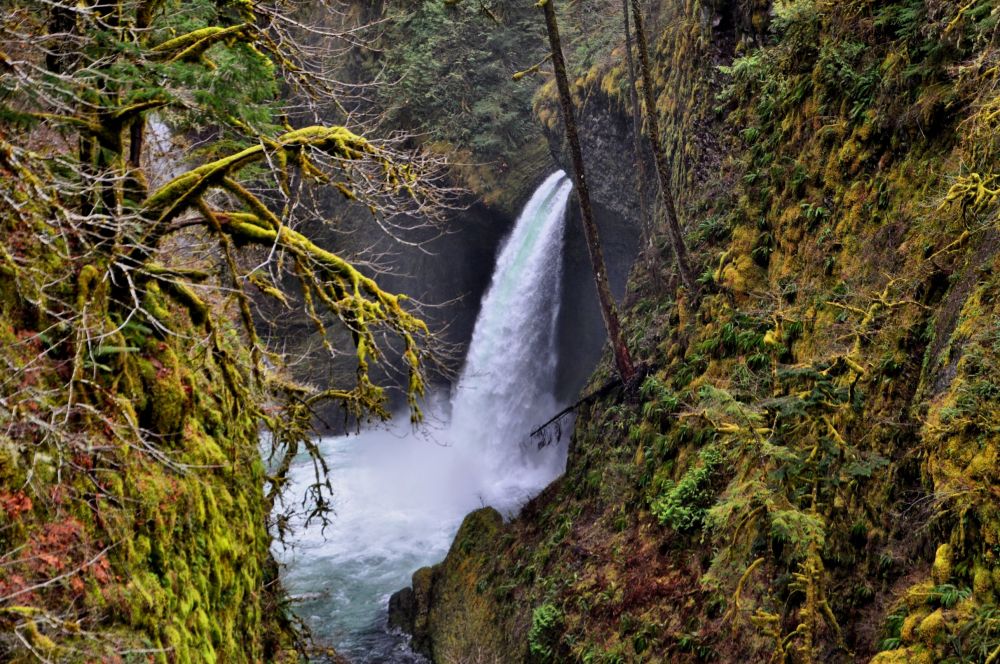 Metlako Falls, the first big falls you can see from the trail.