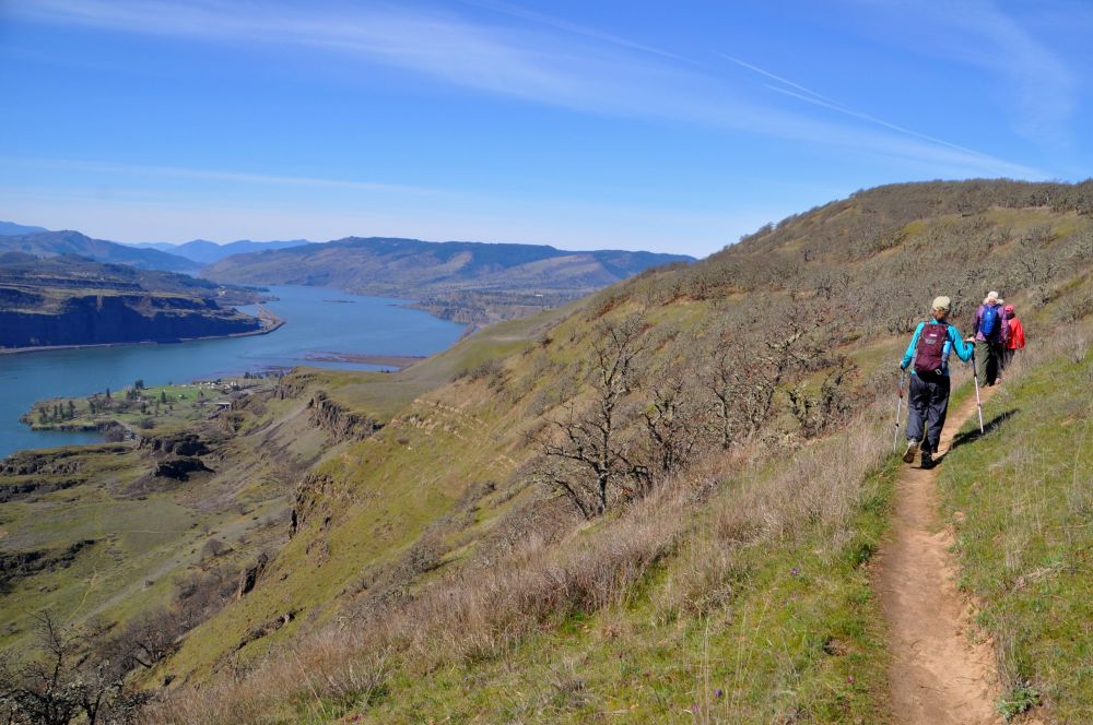 Our trail climbed steeply, and the payoff was incredible views of the Columbia River Gorge.