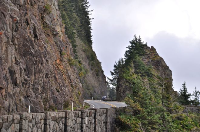 See how the highway cuts a slice right through the rock?
