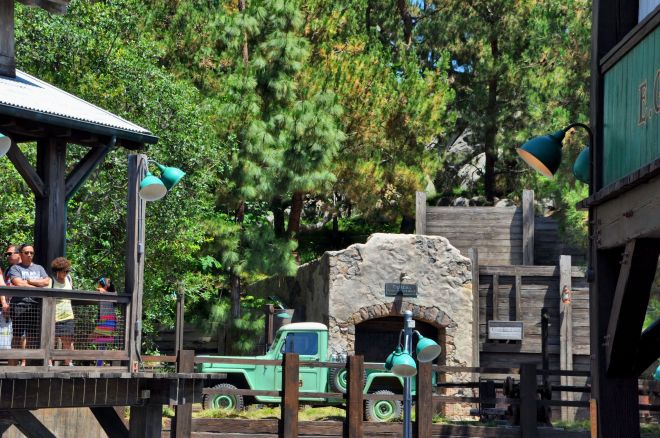 A real U.S. Forest Service jeep was parked outside Eureka Mine No. 2 entrance, at Grizzly River Run (an innertube ride on river rapids).