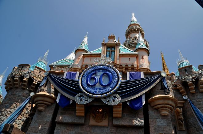 Blue banners and sparkly spires to celebrate the Diamond Anniversary.