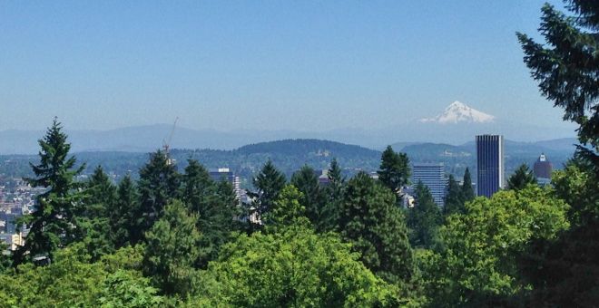 On the other side of the pavilion is this view of Mt. Hood, reminding many of Mt. Fuji because of its symmetrical shape.
