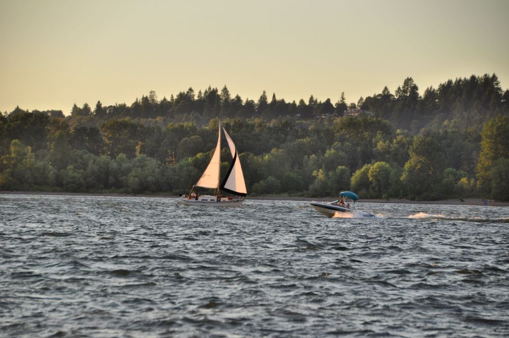 A few sailboats were out.