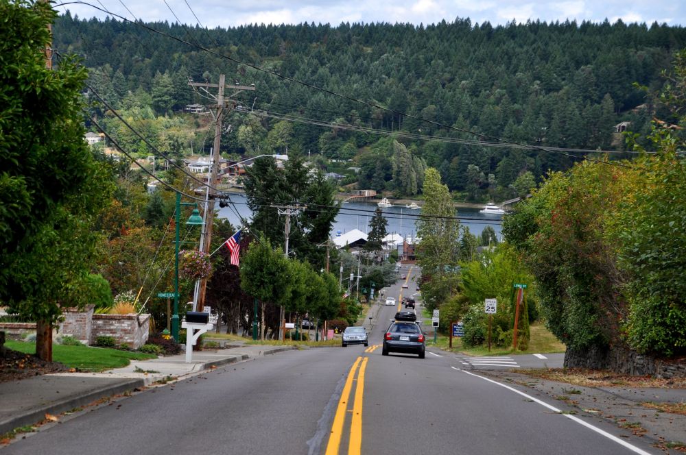This photo doesn't do it justice, but Gig Harbor is an absolutely darling seaside Victorian town. The rain let up right before we arrived, so we were able to get out a bit, and stayed dry.
