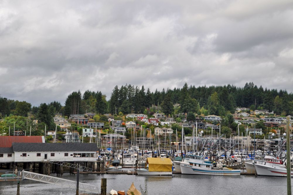 Down at the picturesque Harbor itself. This town is in Puget Sound, so it has full access to the Pacific Ocean, but is protected from seaside exposure.