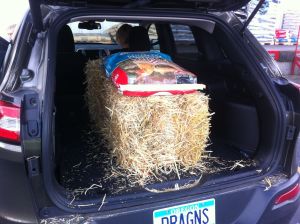 The Jeep is baptized in straw.