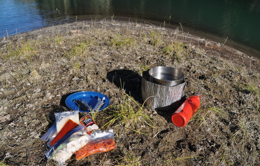 My supplies for my first supper: Thai curry with chicken, fresh broccoli and mushrooms.