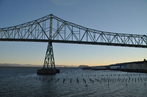 On the land side of the pier, I spotted big ships glowing in the sun.