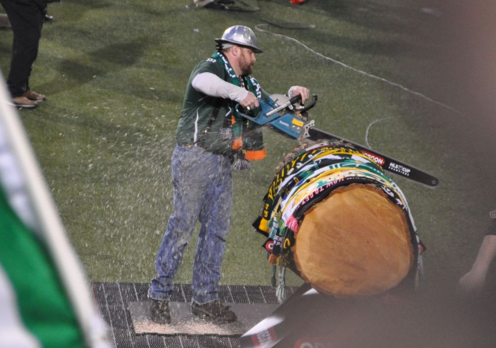Timber Jim cuts a slice each time the Timbers score.