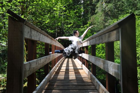 Footbridge from the campground to the trails. If you click the link to my 2014 post, you'll see the original ballet pose. We decided to recreate it.