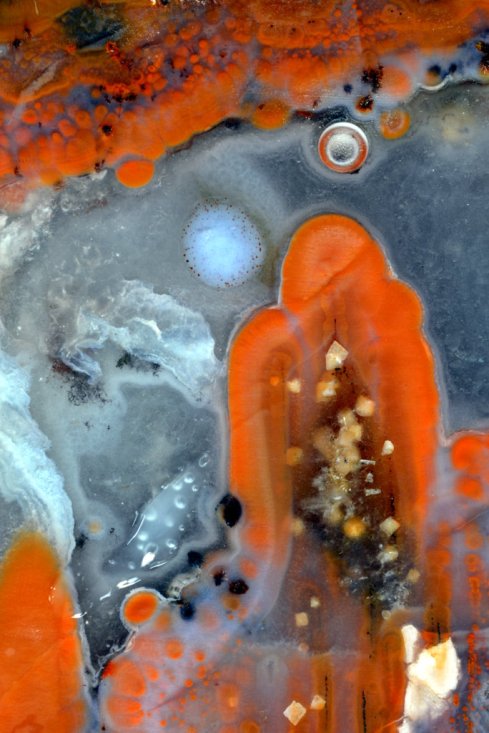 This is only one magical outcome of the rocks my friend photographs. Can you find this portion in my photo of the same stone above?