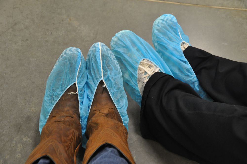 Our feet had to be covered to prevent unwanted contamination.
