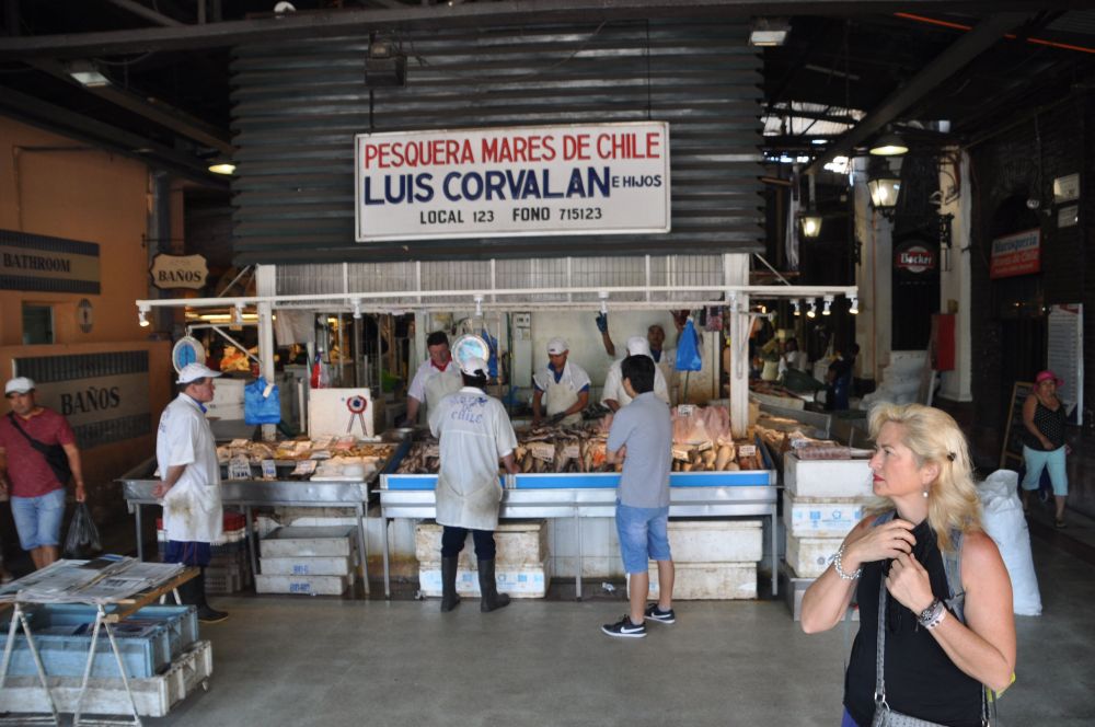 Marget gets ready to enter the enormous fish market.