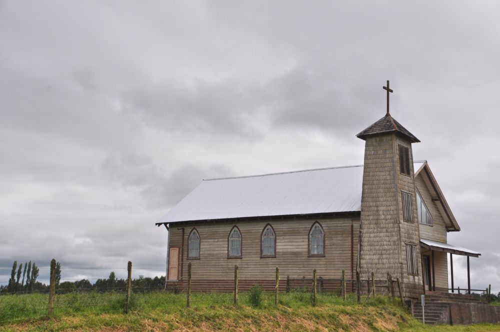 On the way to Puerto Octay, a picturesque church beside the road.