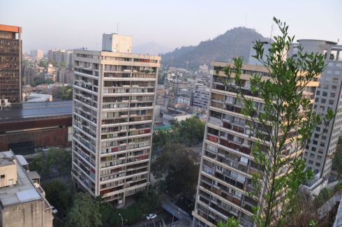 The view out the apartment window of Cerro San Cristobal.
