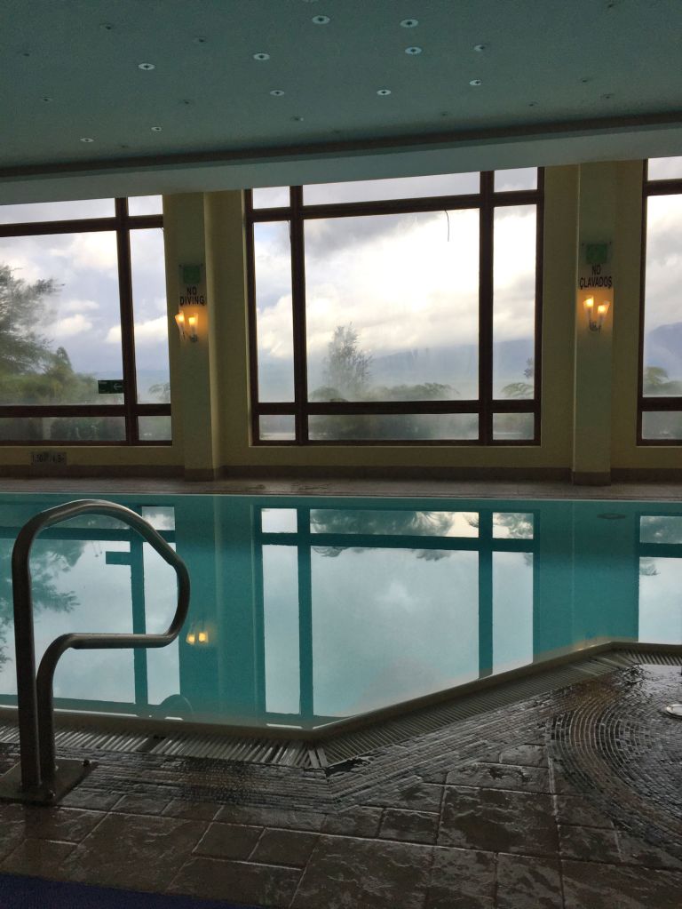 The heated pool was even more of a delight when afternoon rain turned into evening thunderstorms, and crackled and boomed while we swam and then ate cheese and crackers and enjoyed our wine.