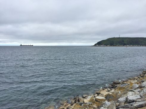 The view of the sea from the municipal bus station in Puerto Montt.